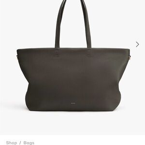 Cuyana Dark Olive Easy Zipper Leather Tote Bag